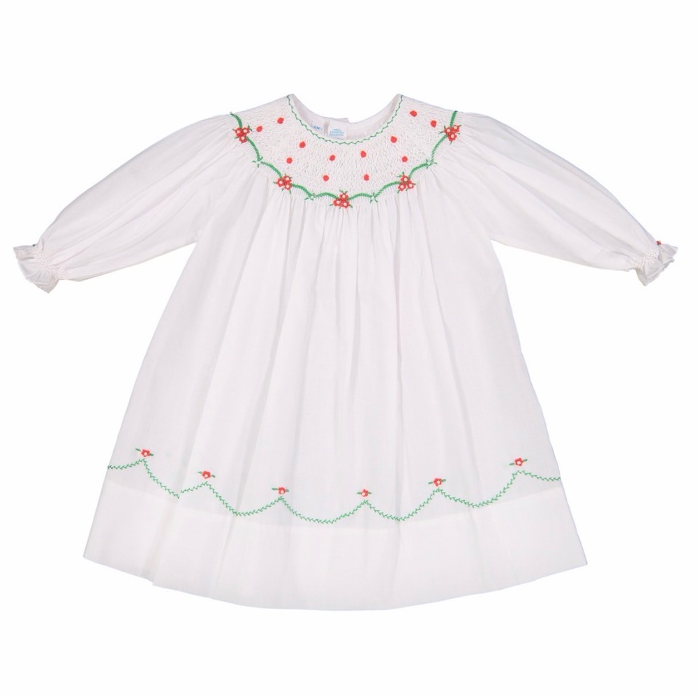 NWT Feltman Brothers Holiday Pearl Long sleeve bishop dress & headband (12mos)